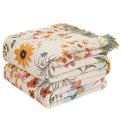 Trapunta reversibile in garza di cotone con motivo a girasole in fiore