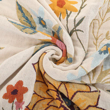 Trapunta reversibile in garza di cotone con motivo a girasole in fiore