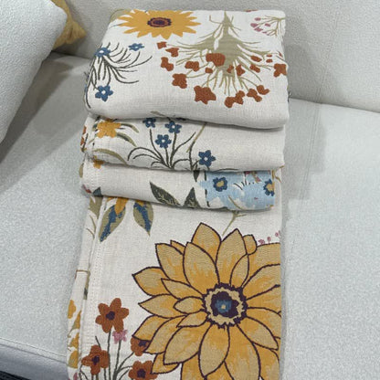 Trapunta reversibile in garza di cotone con motivo a girasole in fiore