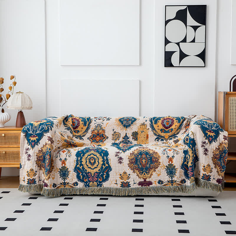 Coperta in garza di cotone con stampa tribale Boho