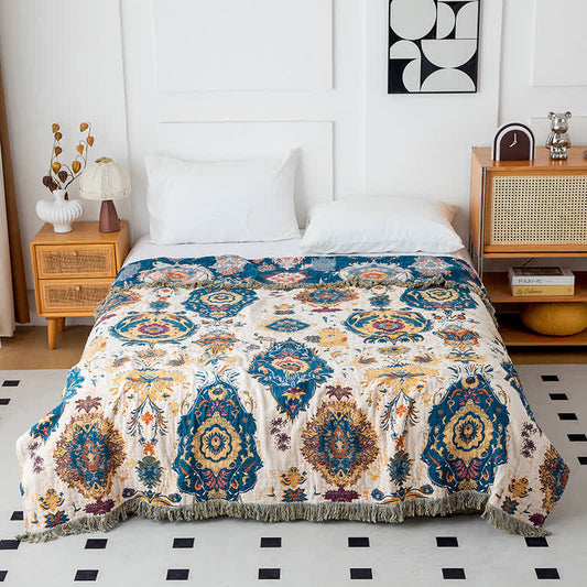 Trapunta in garza di cotone con stampa tribale boho