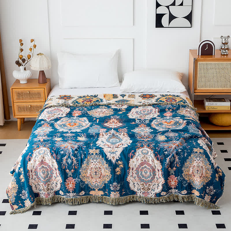 Coperta in garza di cotone con stampa tribale Boho