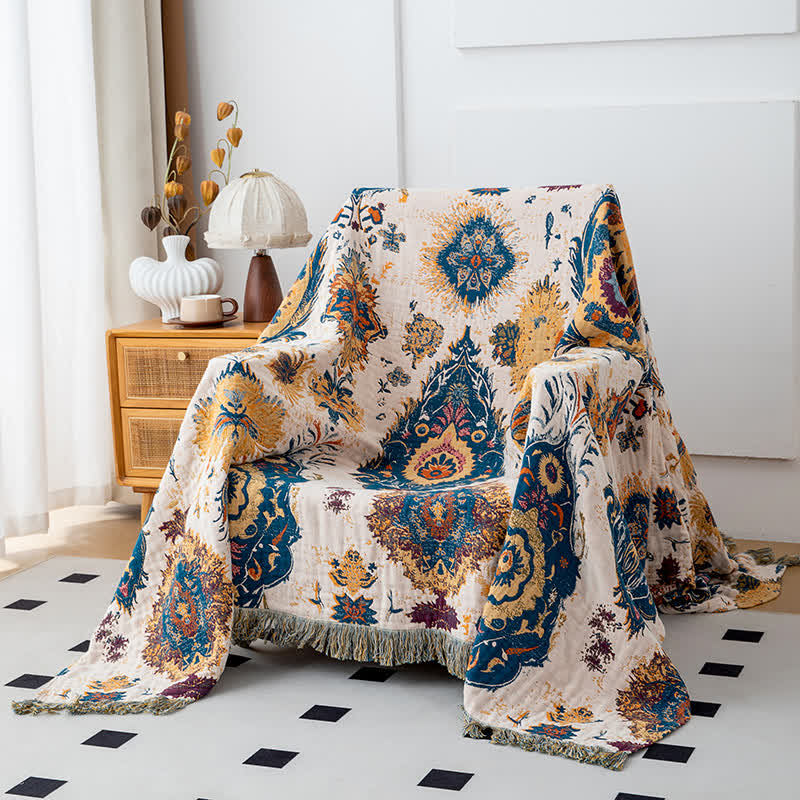 Coperta in garza di cotone con stampa tribale Boho