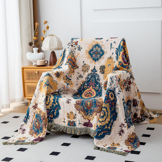 Coperta in garza di cotone con stampa tribale Boho