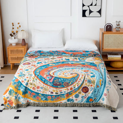Coperta in garza di cotone con motivo floreale Artistic Wave