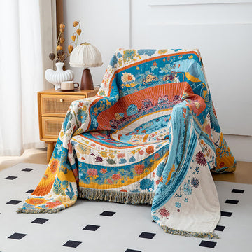 Coperta in garza di cotone con motivo floreale Artistic Wave