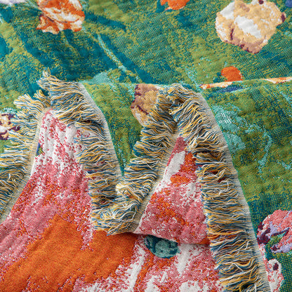 Coperta reversibile in garza di cotone con motivo artistico rosa - image 11