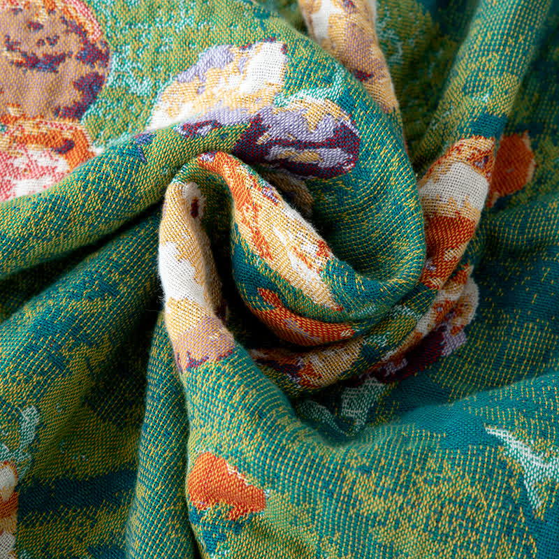 Coperta reversibile in garza di cotone con motivo artistico rosa - image 9