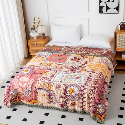 Coperta reversibile in garza di cotone con motivo floreale Paisley