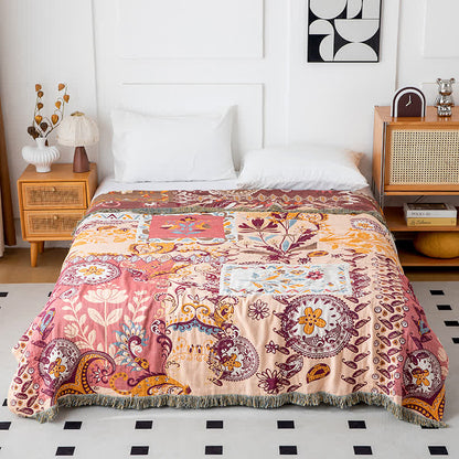 Coperta reversibile in garza di cotone con motivo floreale Paisley