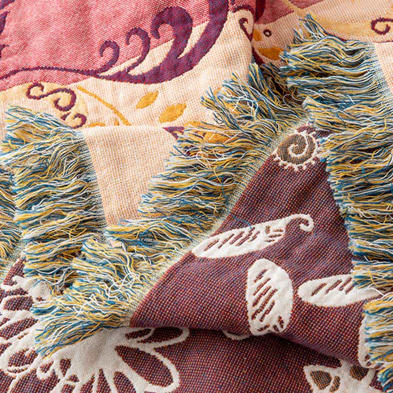 Coperta reversibile in garza di cotone con motivo floreale Paisley