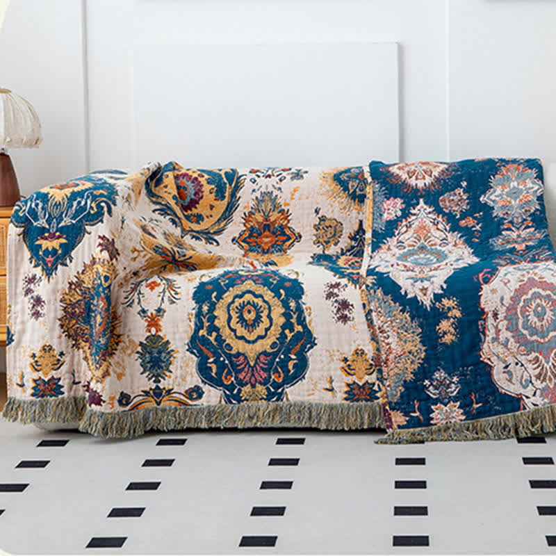 Coperta in garza di cotone con stampa tribale Boho