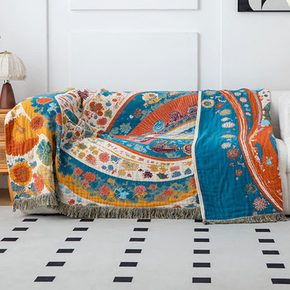 Coperta in garza di cotone con motivo floreale Artistic Wave