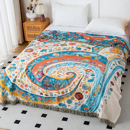 Coperta in garza di cotone con motivo floreale Artistic Wave
