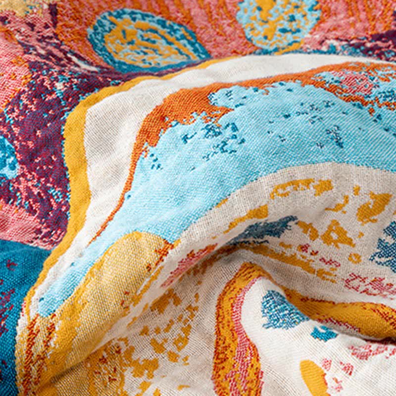 Coperta in garza di cotone con motivo floreale Artistic Wave