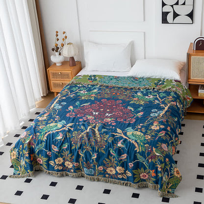 Coperta reversibile in garza di cotone Wild Rose