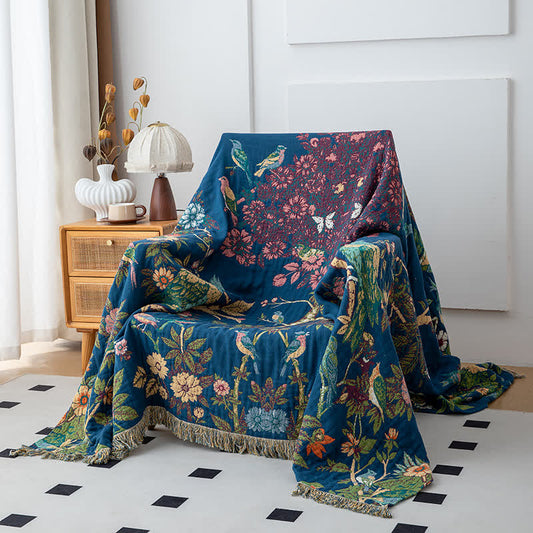 Coperta reversibile in garza di cotone Wild Rose