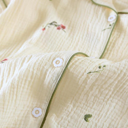 Completo da notte in garza di cotone beige garofano