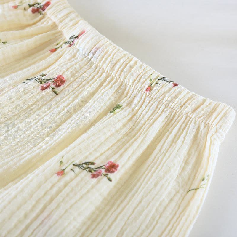 Completo da notte in garza di cotone beige garofano