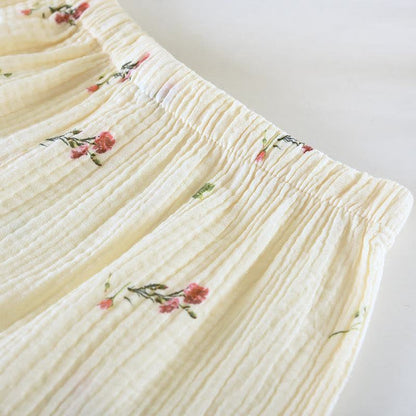Completo da notte in garza di cotone beige garofano