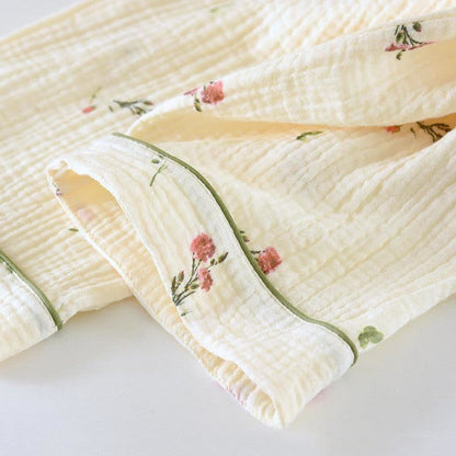 Completo da notte in garza di cotone beige garofano