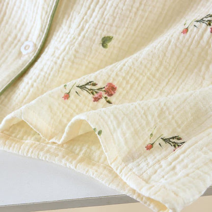 Completo da notte in garza di cotone beige garofano