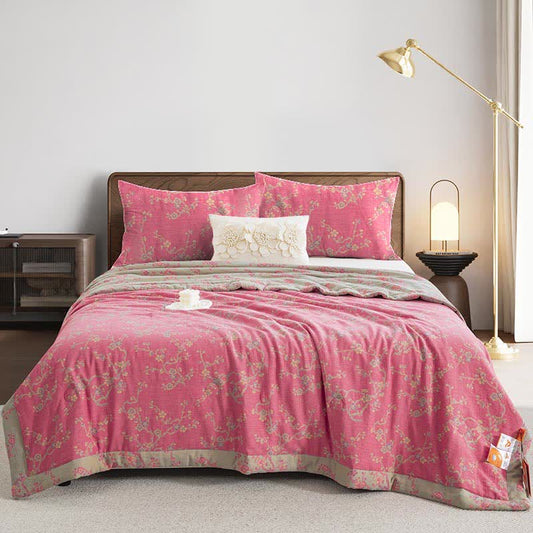 Trapunta jacquard in garza di cotone rosa Wintersweet