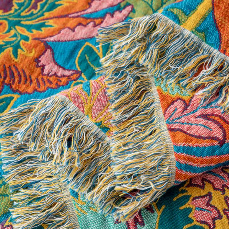 Coperta con nappe in cotone naturale Poppy
