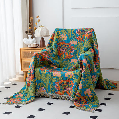 Coperta con nappe in cotone naturale Poppy