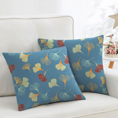 Federe quadrate in jacquard di cotone Ginkgo Biloba (2 pezzi) - Blu - 45cm x 45cm - image 1
