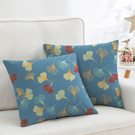Federe quadrate in jacquard di cotone Ginkgo Biloba (2 pezzi) - Blu - 45cm x 45cm - image 1