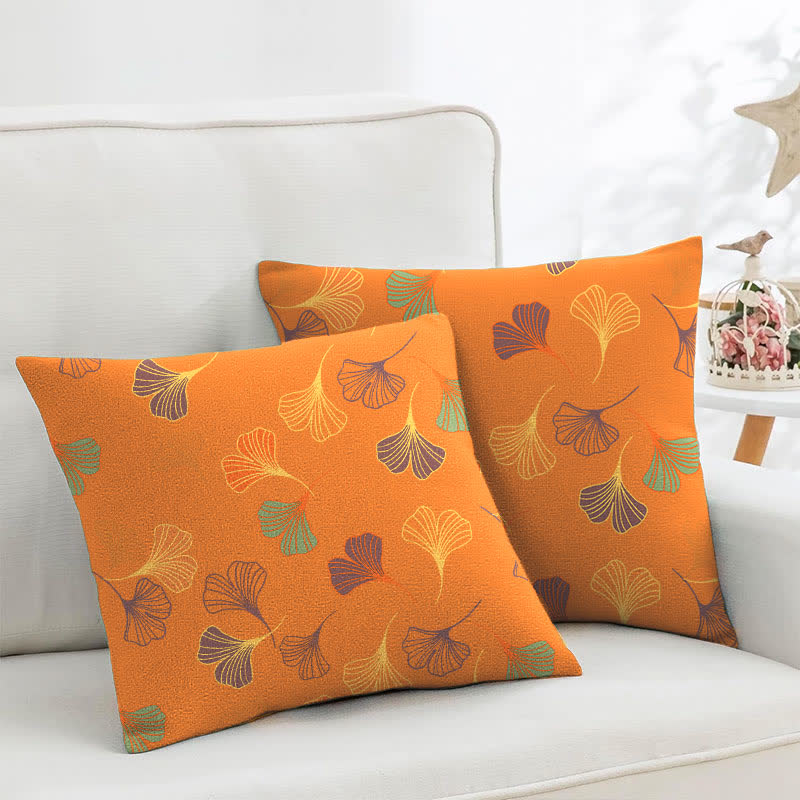 Federe quadrate in jacquard di cotone Ginkgo Biloba (2 pezzi) - Arancia - 45cm x 45cm - image 5