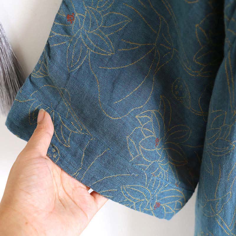Camicia da notte vintage Lotus in doppia garza di cotone. - image 4