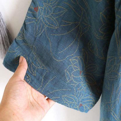 Camicia da notte vintage Lotus in doppia garza di cotone. - image 4