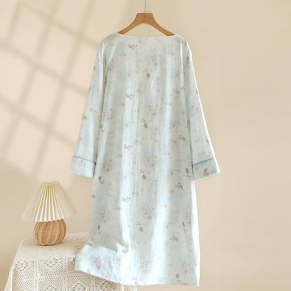 Camicia da notte in garza di cotone e bambù con coniglio orientale