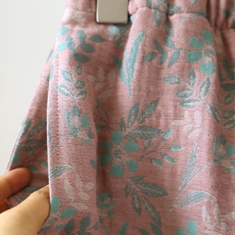 Pigiama in jacquard di garza di cotone floreale orientale