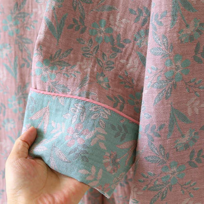 Pigiama in jacquard di garza di cotone floreale orientale