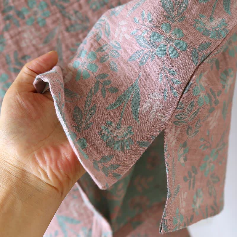 Pigiama in jacquard di garza di cotone floreale orientale