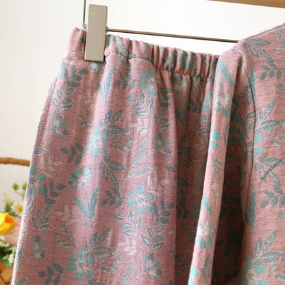 Pigiama in jacquard di garza di cotone floreale orientale