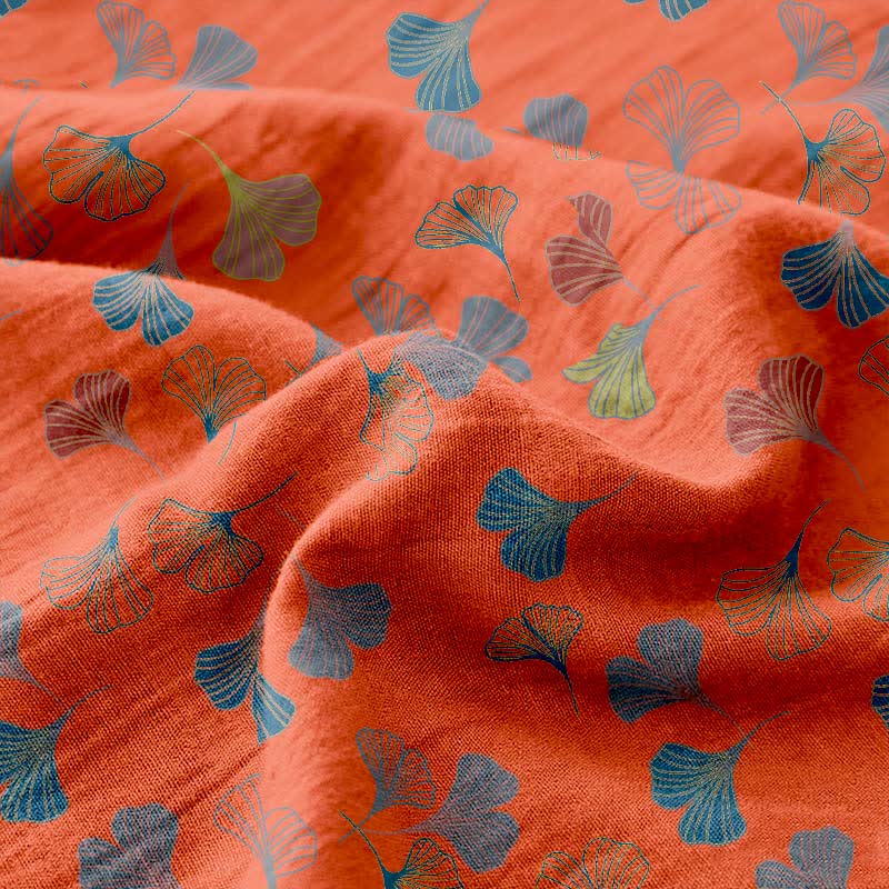 Copriletto reversibile in garza di cotone jacquard Ginkgo