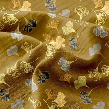 Copriletto reversibile in garza di cotone jacquard Ginkgo