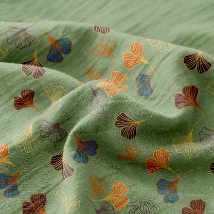 Copriletto reversibile in garza di cotone jacquard Ginkgo
