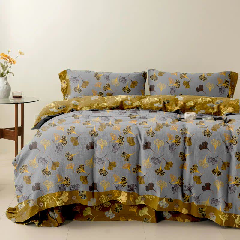 Set di biancheria da letto in cotone Ginkgo Biloba (4 pezzi)
