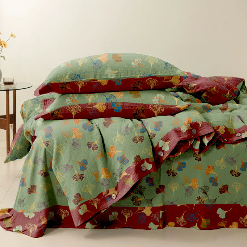 Set di biancheria da letto in cotone Ginkgo Biloba (4 pezzi)