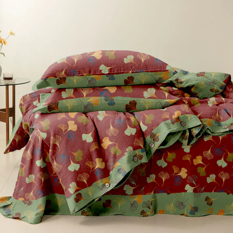 Set di biancheria da letto in cotone Ginkgo Biloba (4 pezzi)