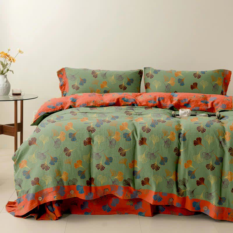 Set di biancheria da letto in cotone Ginkgo Biloba (4 pezzi)