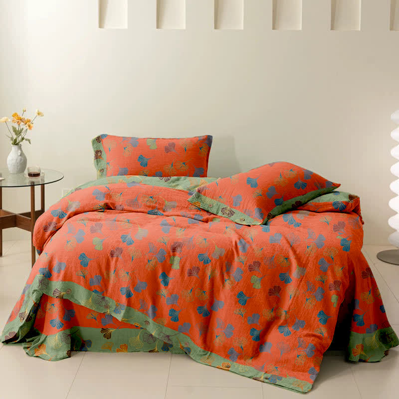 Set di biancheria da letto in cotone Ginkgo Biloba (4 pezzi)