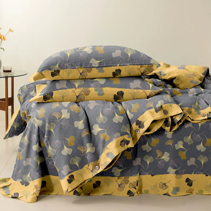 Set di biancheria da letto in cotone Ginkgo Biloba (4 pezzi)