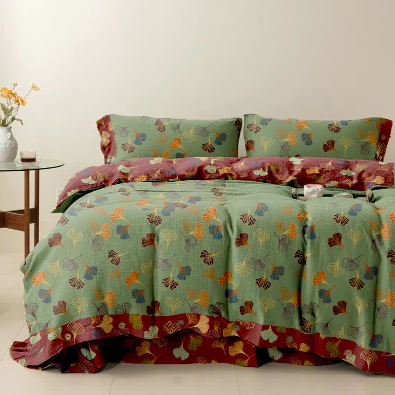 Set di biancheria da letto in cotone Ginkgo Biloba (4 pezzi)