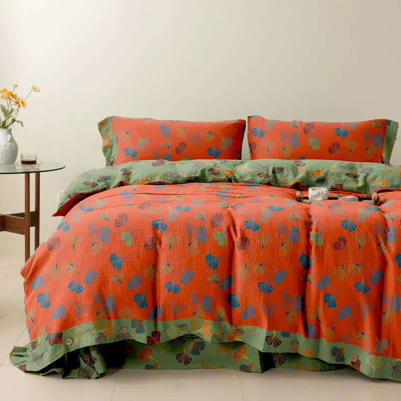Set di biancheria da letto in cotone Ginkgo Biloba (4 pezzi)